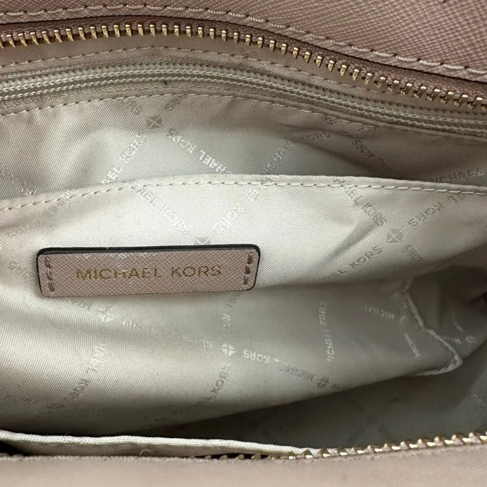Michael Kors Blush Pink Saffiano Leather Satchel with Crossbody Strap Handbag